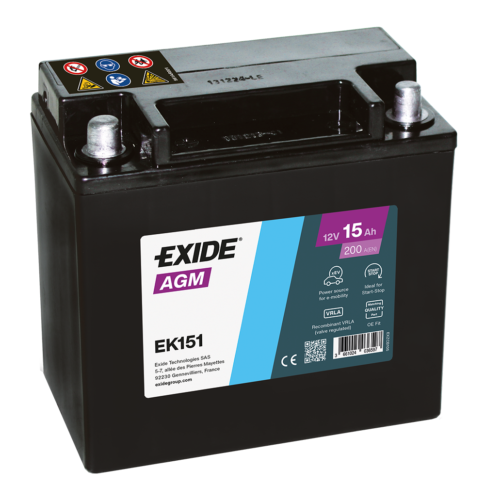 Exide EK151-AGM Auxiliary Battery fits Jaguar Land Rover